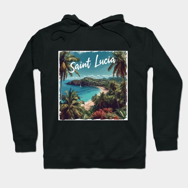 Saint Lucia (White Lettering) Hoodie by VelvetRoom